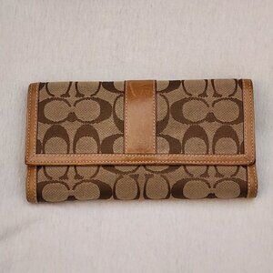 Coach Brown and Tan Signature Wallet